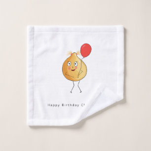 Birthday gift. Happy Birthday Chick, chickpea, pun Wash Cloth