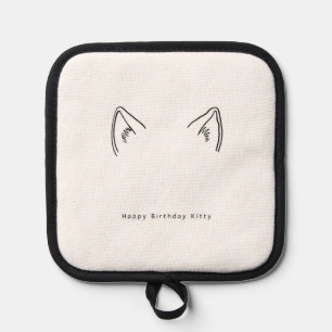 Birthday gift, happy birthday kitty, cat gift pot holder