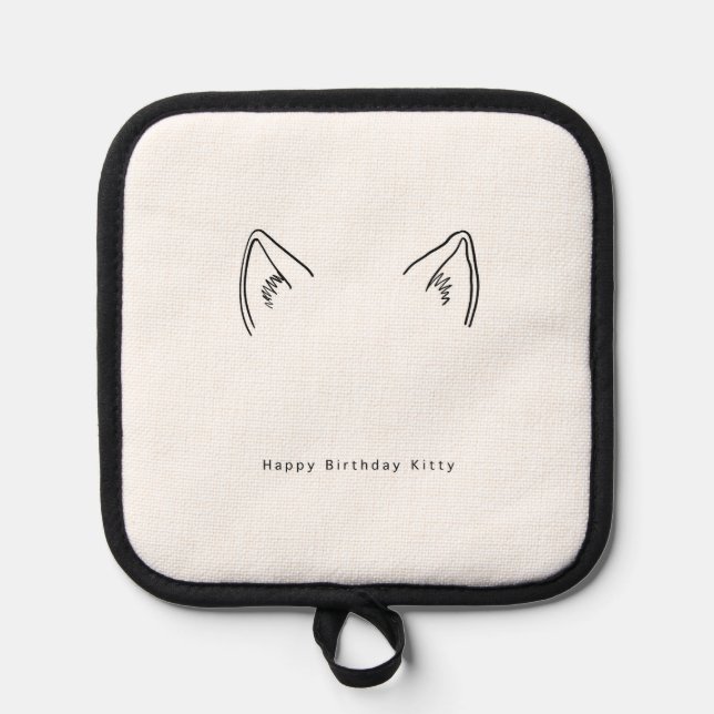 Birthday gift, happy birthday kitty, cat gift pot holder (Front)