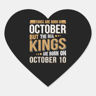 Birthday Gift Kings Are Born In October Gift Heart Sticker