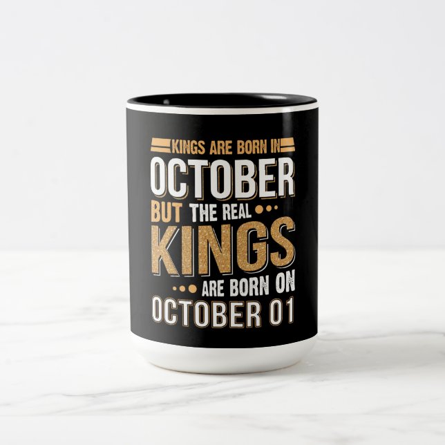 Birthday Gift | Kings Are Born In October Gift Two-Tone Coffee Mug (Center)