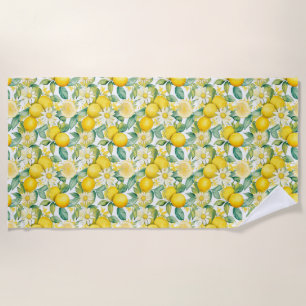 Birthday Gift Lemon and Daisy Seamless Beach Towel