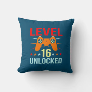 Birthday Gift Level 16 Unlocked Gamer Cushion