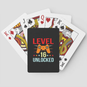 Birthday Gift Level 16 Unlocked Gamer Playing Cards