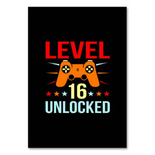 Birthday Gift Level 16 Unlocked Gamer Table Number