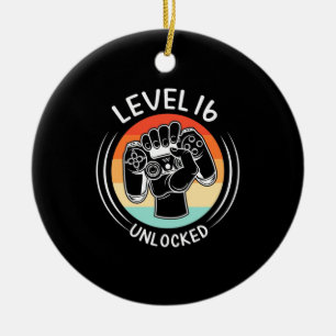 Birthday Gift Level 16th Birthday Unlocked Ceramic Ornament