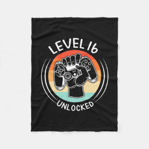 Birthday Gift Level 16th Birthday Unlocked Fleece Blanket