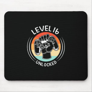 Birthday Gift Level 16th Birthday Unlocked Mouse Pad