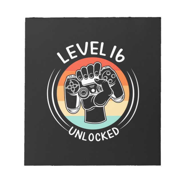 Birthday Gift | Level 16th Birthday Unlocked Notepad (Front)