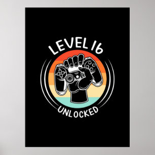 Birthday Gift   Level 16th Birthday Unlocked Poster