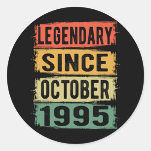 Birthday Gift October 1995 Classic Round Sticker