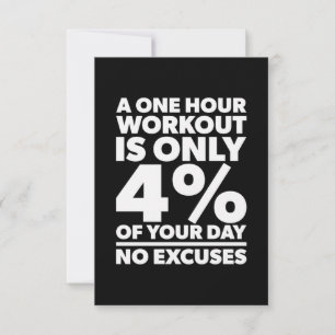 Birthday Gift One Hour Workout No Excuses RSVP Card