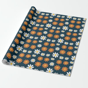 Birthday Gift Orange and White Daisy Wrapping Paper