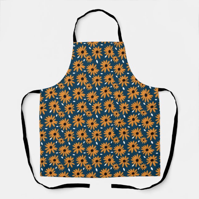 Birthday Gift | Orange Daisy Seamless Apron (Front)