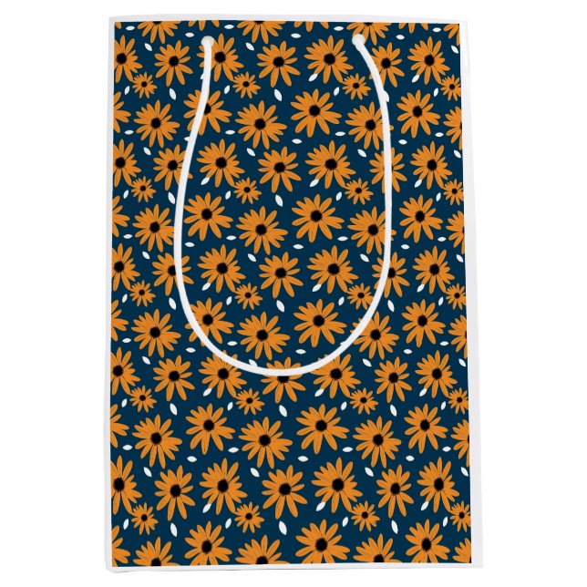 Birthday Gift | Orange Daisy Seamless Medium Gift Bag (Front)
