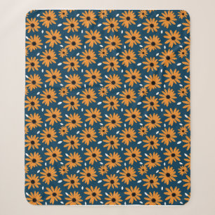 Birthday Gift Orange Daisy Seamless Sherpa Blanket