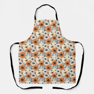 Birthday Gift Orange, White, and Black Seamless Apron