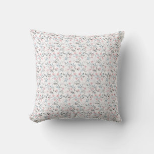 Birthday Gift Pink, Blue, and Grey Flowers Cushion