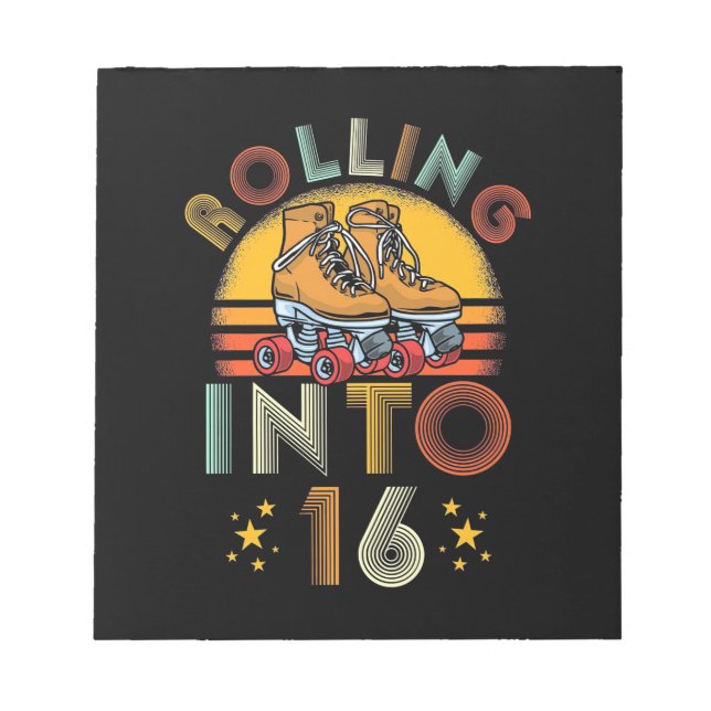 Birthday Gift | Rolling Into 16 Years Old Notepad (Front)