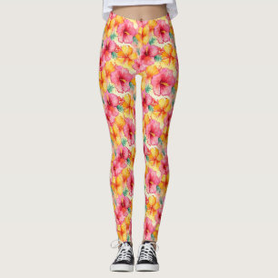 Birthday Gift Seamless Hibiscus Flower Leggings