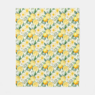 Birthday Gift Seamless Lemon and Daisy Fleece Blanket