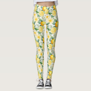 Birthday Gift Seamless Lemon and Daisy Leggings