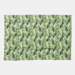 Birthday Gift Seamless Lily of the Valley Floral Tea Towel