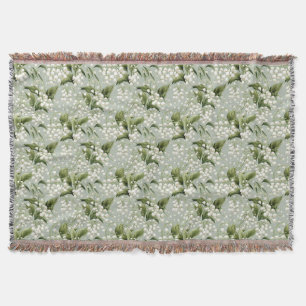 Birthday Gift Seamless Lily of the Valley Flower Throw Blanket