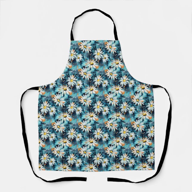 Birthday Gift | Seamless Of White Daisies Apron (Front)