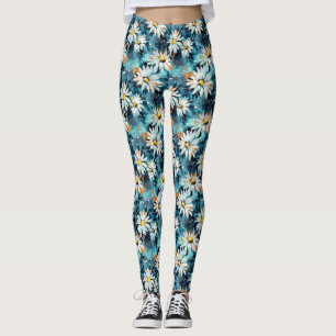 Birthday Gift Seamless Of White Daisies Leggings