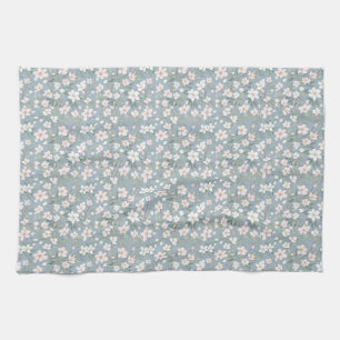 Birthday Gift Seamless Pink and White Floral Tea Towel