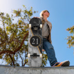 Birthday Gift Skateboard Black White Check Marble<br><div class="desc">Personalised Black White Check Marble - Add Your Year - Age / or Letter / Number / Photo / Logo / More</div>