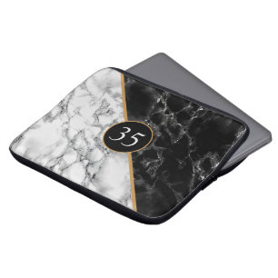 Birthday Gift Sleeve Black White Marble Stone