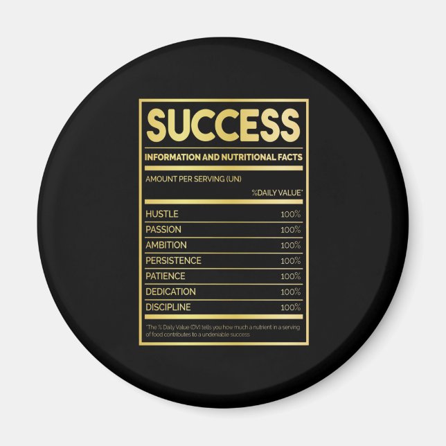 Birthday Gift Success Nutritional Facts Magnet (Front)