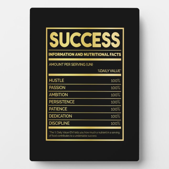 Birthday Gift Success Nutritional Facts Plaque (Front)