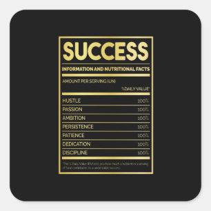 Birthday Gift Success Nutritional Facts Square Sticker