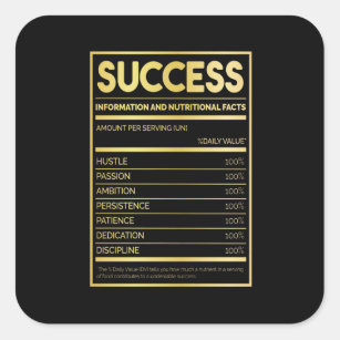 Birthday Gift Success Nutritional Facts Square Sticker