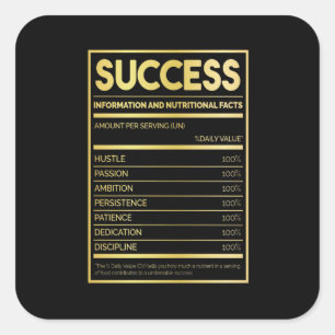 Birthday Gift Success Nutritional Facts Square Sticker