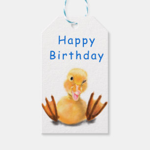 Birthday Gift Tags for Kids with Happy Duckling