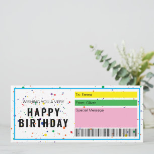 Birthday Gift Ticket Birthday Present Certificate Invitation