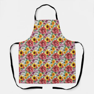 Birthday Gift Vibrant Floral Arrangement Apron