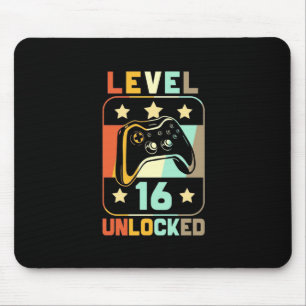 Birthday Gift Vintage Level 16 Unlocked Mouse Pad