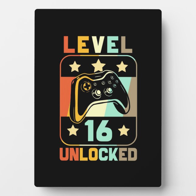 Birthday Gift | Vintage Level 16 Unlocked Plaque (Front)