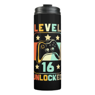 Birthday Gift Vintage Level 16 Unlocked Thermal Tumbler