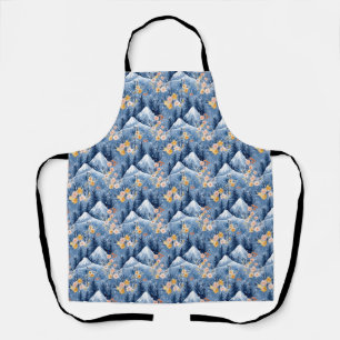 Birthday Gift   Watercolor Floral and Mountain Apron