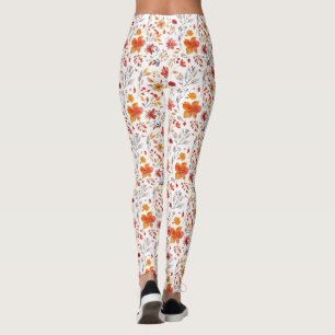 Birthday Gift Watercolor Floral In Autumn Colour Leggings