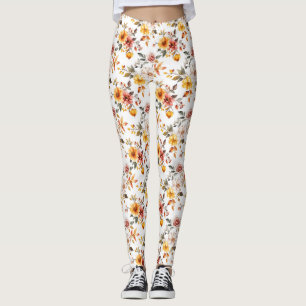 Birthday Gift Watercolor Floral Leggings