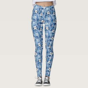Birthday Gift Winter Floral Watercolor Leggings