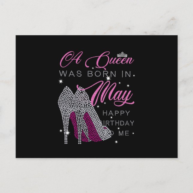 Birthday Gifts | A Queen Was Born In May Announcement Postcard (Front)