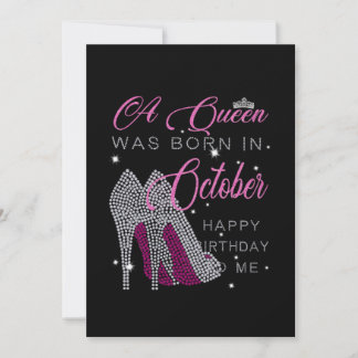 Birthday Gifts | A Queen Was Born In October Holiday Card